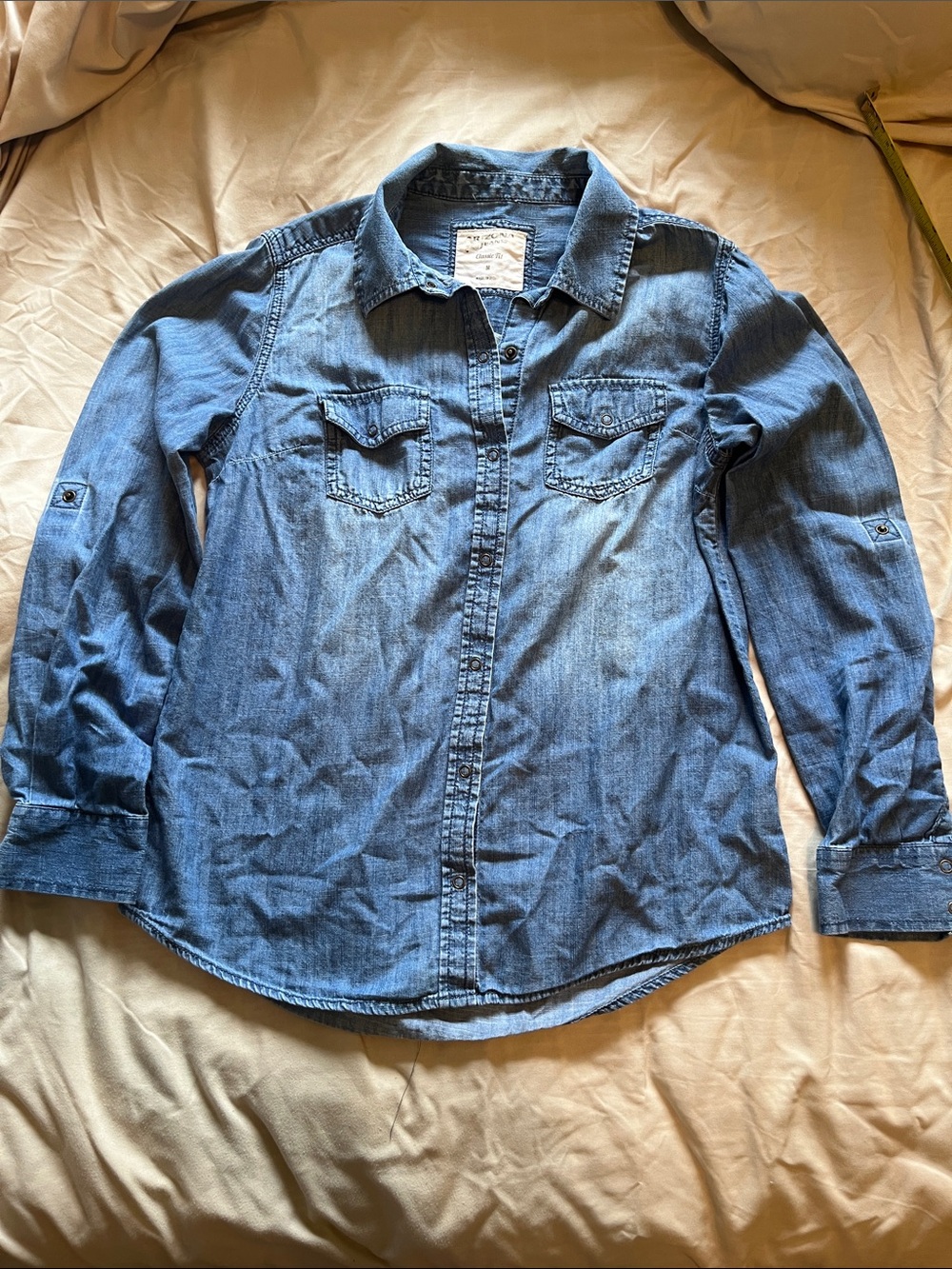 Arizona Jean Company Denim Button-Down Shirt in Light Blue